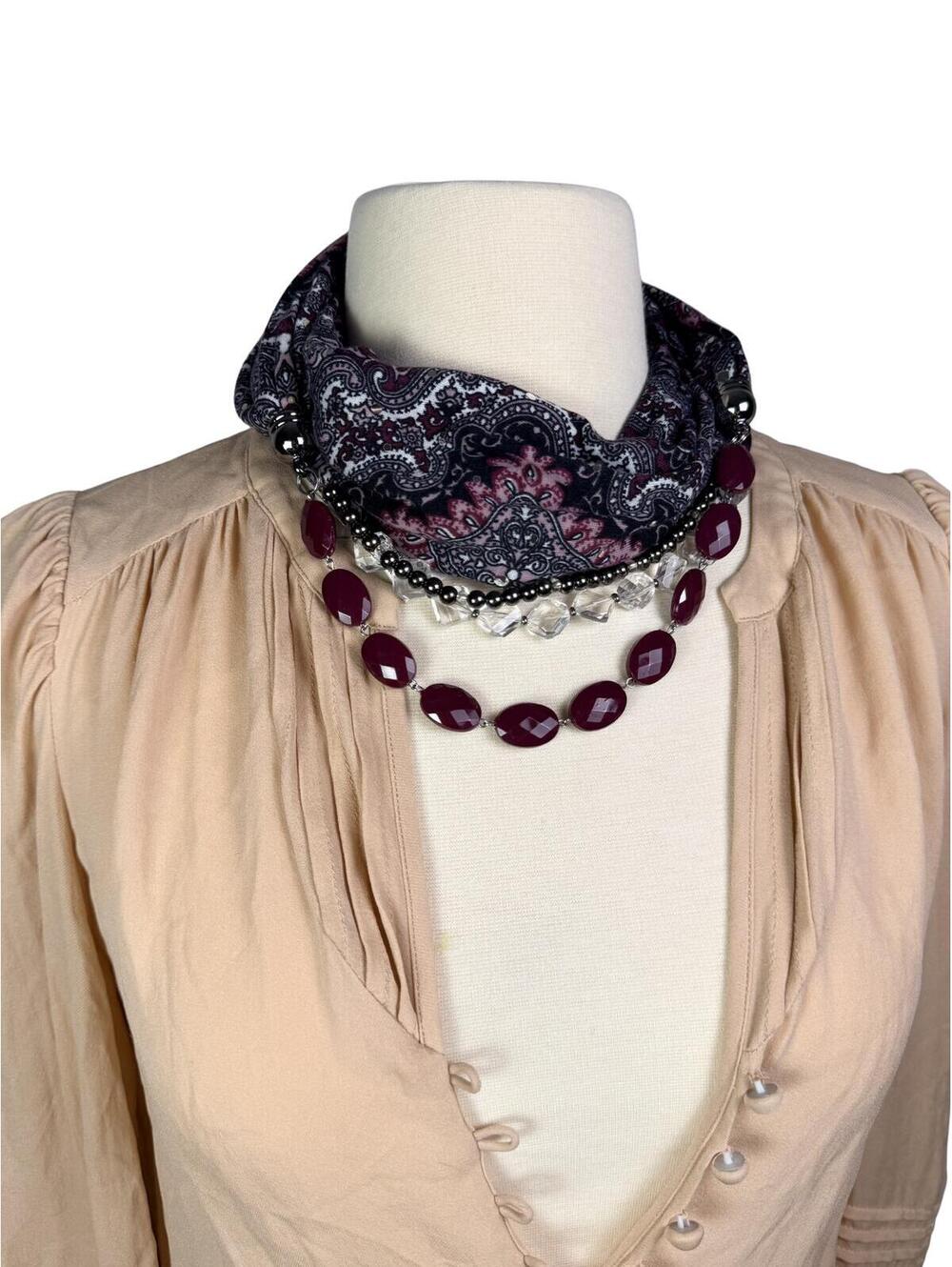 Boho Paisley Embellished Festival Scarf Necklace Wrap